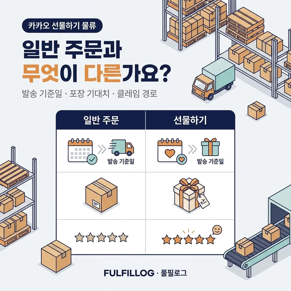카카오 선물하기 물류, 일반 주문과 무엇이 다른가요? 설명 이미지