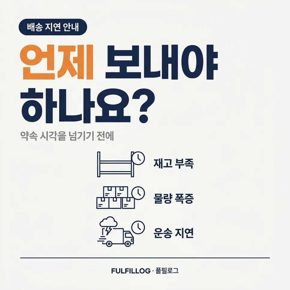 배송 지연 안내, 언제 보내야 하나요? 설명 이미지