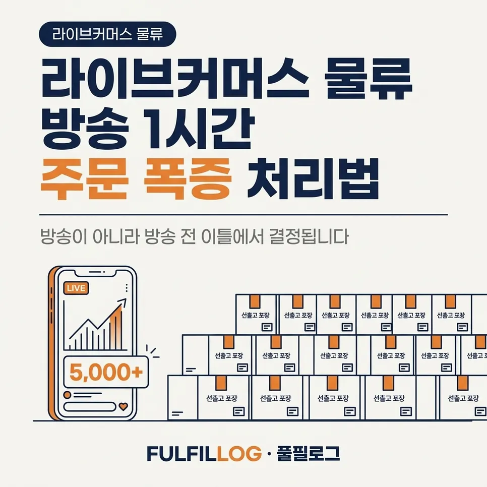 라이브커머스 물류 방송 1시간 주문 폭증 처리법 설명 이미지